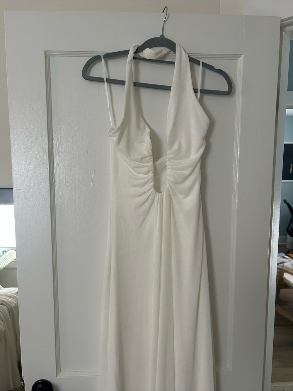 12th Trive Cream Halter Maxi Dress with Plunge Neckline - Picture 3 of 5